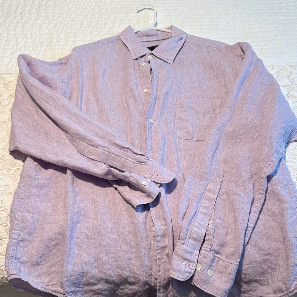 Men's Lavender Linen Shirt Jos A Banks RESERVE L